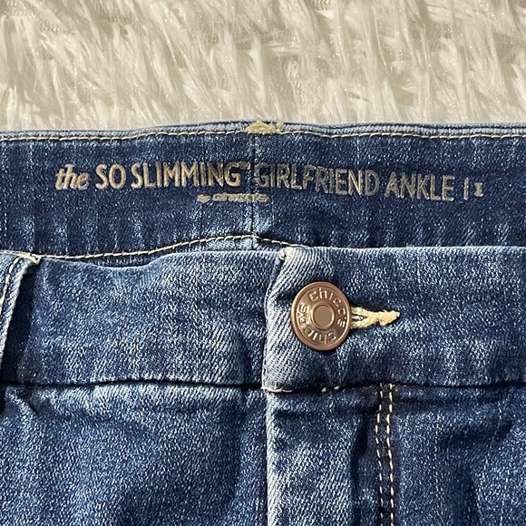 Chico’s Embroidered Jeans Womens 8 Floral Patchwork Ankle Stretch Blue - Picture 4 of 10